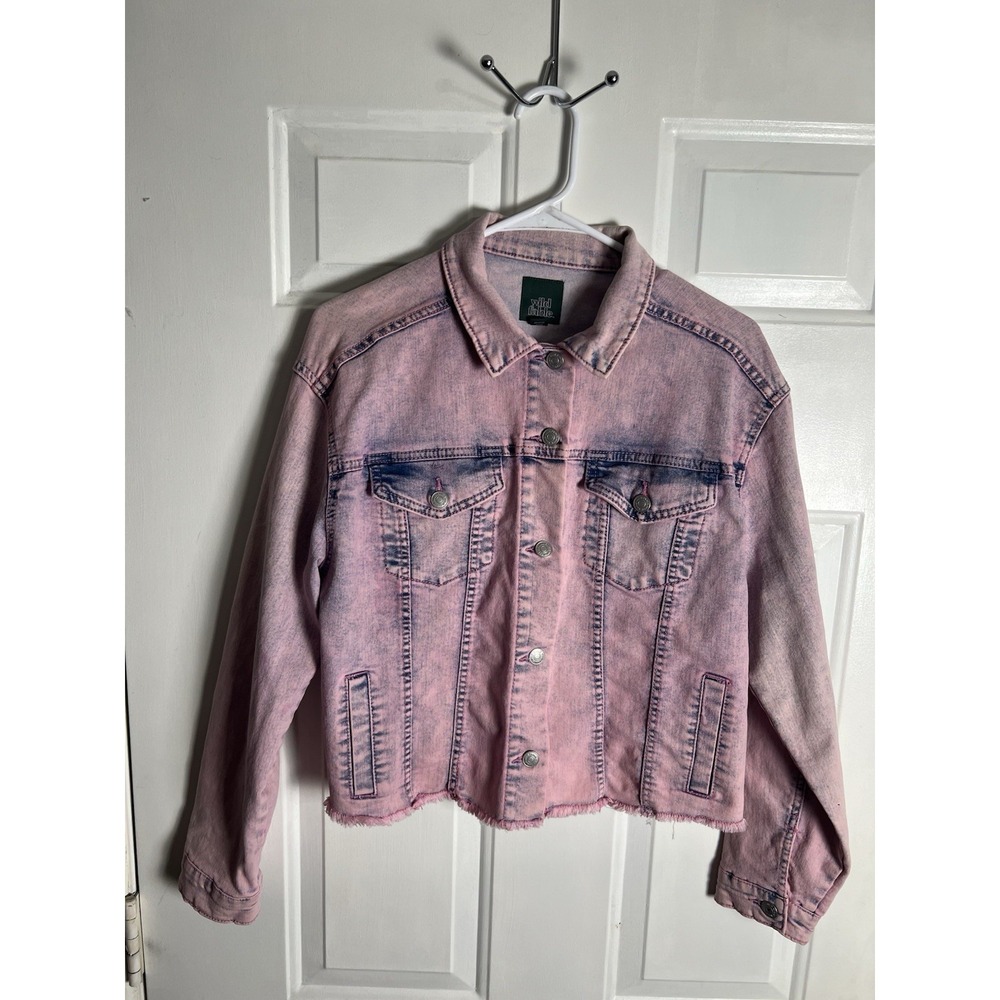 Wild Fable Women's Distressed Jean Jacket Size Small (wild pink wash)